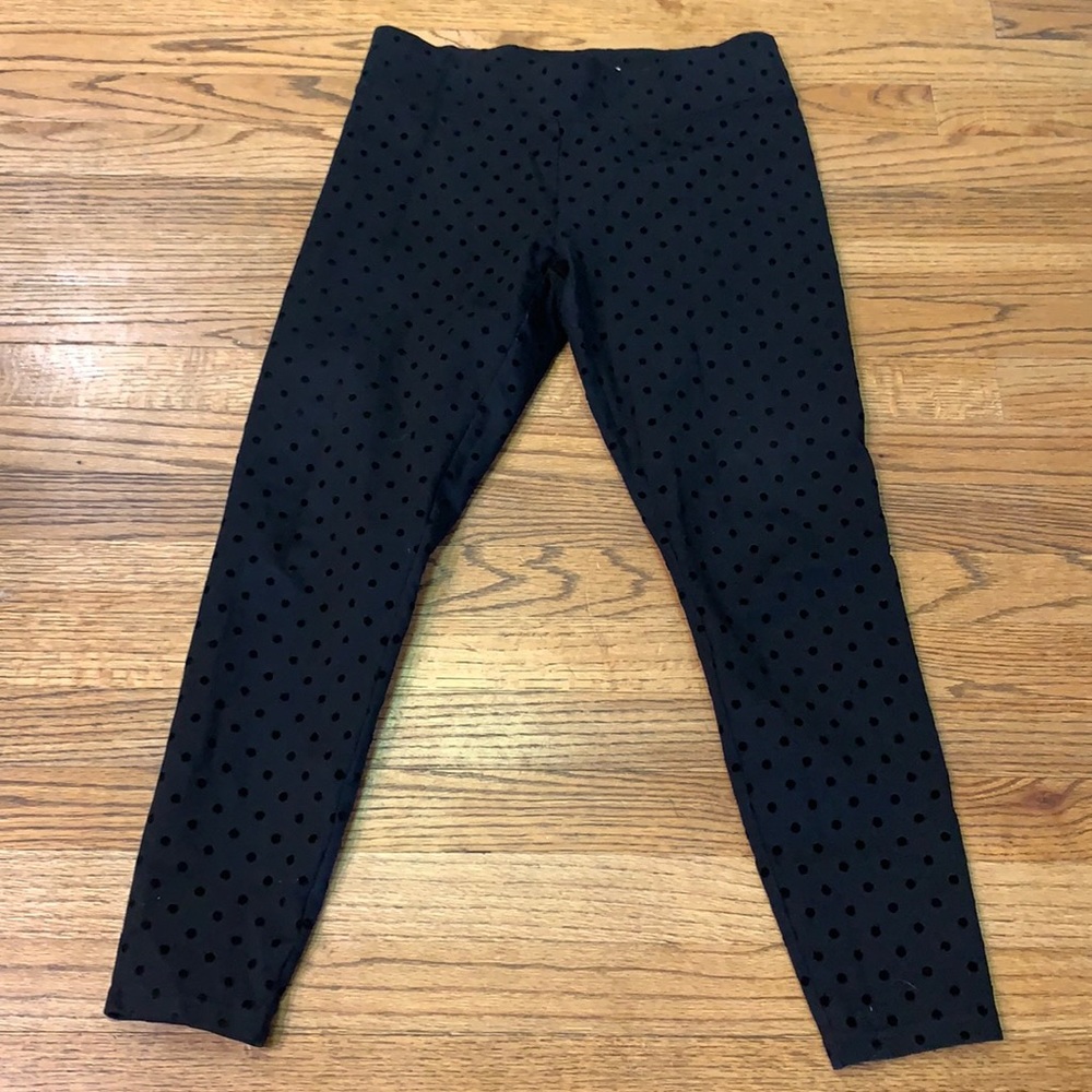 Loft Outlet Black Legging w/ Velvet Polkadot sz:S